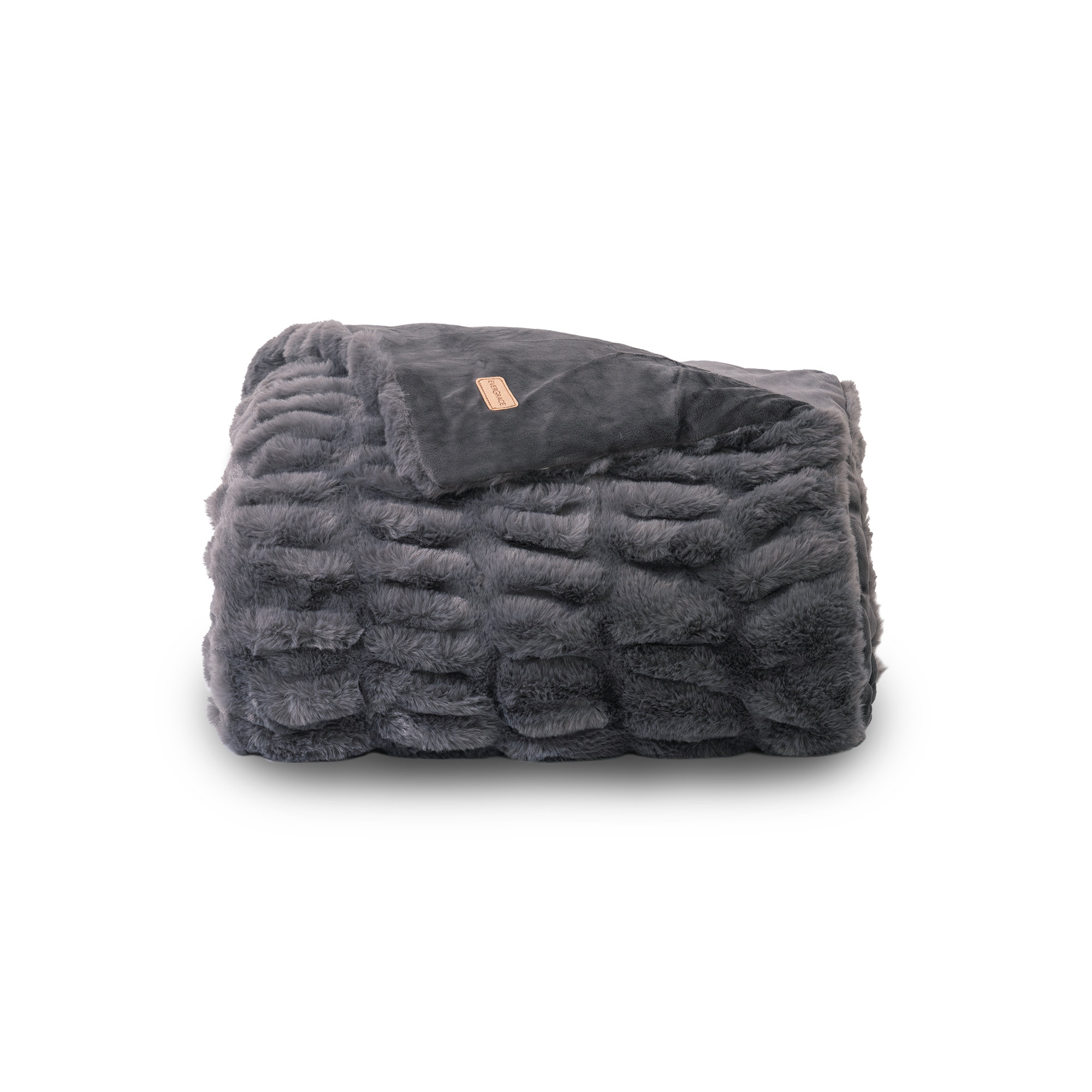 Ruched Bubble Faux Fur Throw Blanket, 60" W x 80" L, Charcoal Gray