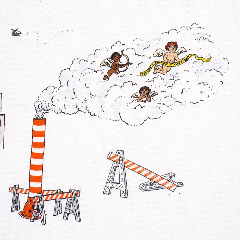 Schumacher X The New Yorker Joana Avillez's Street Scenes Fabric, White/Yellow/Orange