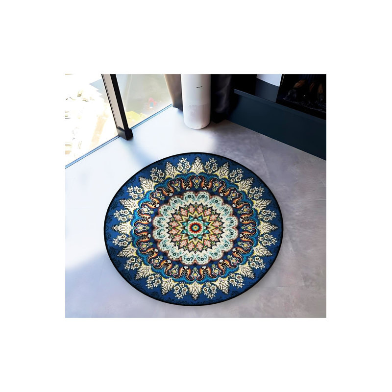 Tapis rond lavable à la machine, Sous-tapis rond 3 pi 3 po inclus