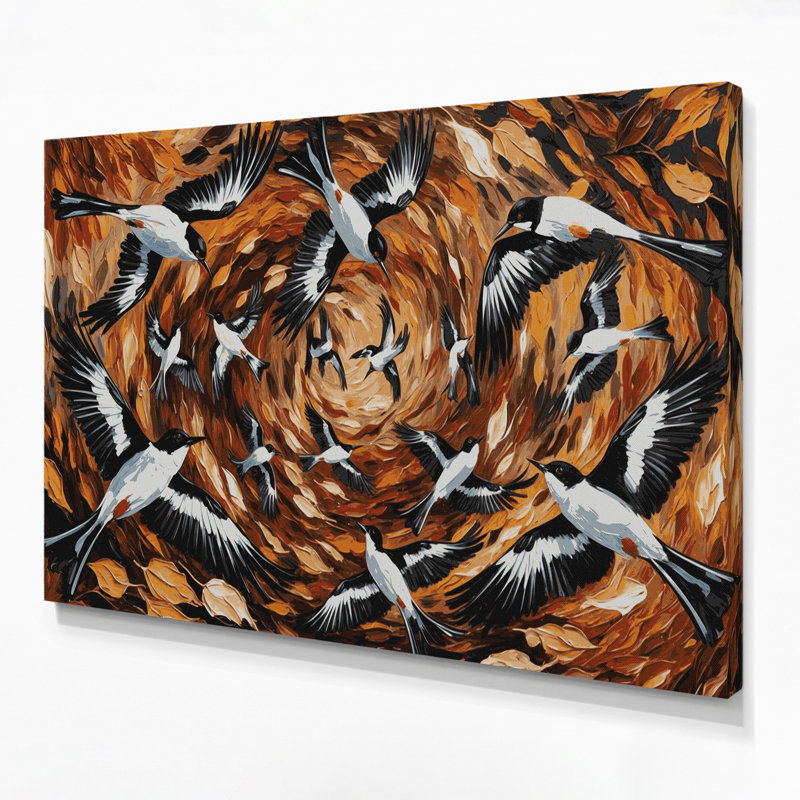«Birds European Pied Mouchoir», art mural sur toile, H 11 po x l 14 po