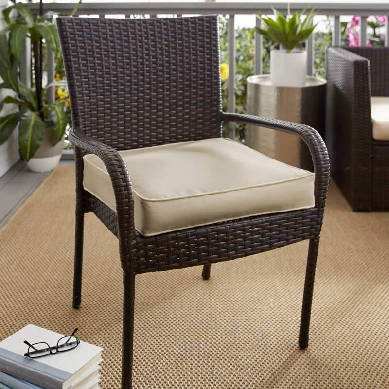 Outdoor Dining Chair Seat Cushion, Fresco Tan, 20" W x 20" D