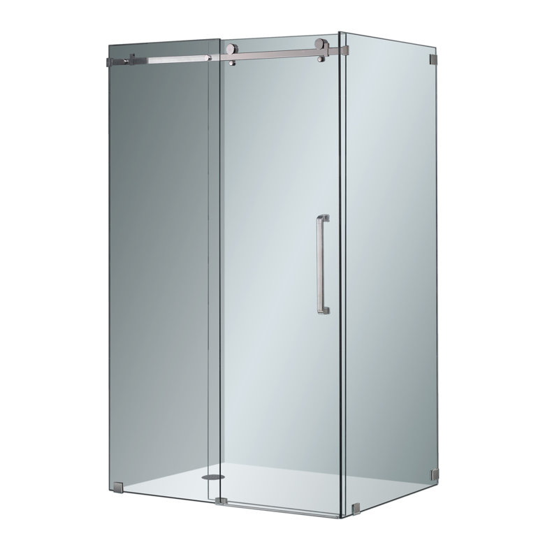 Moselle 48" W x 33" D x 75" H Frameless Rectangle Shower Enclosure, Chrome