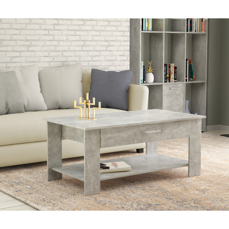 Keaisa Four Leg Coffee Table with Storage, Concrete