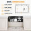Évier de cuisine encastré noir 33 po avec drain escamotable en acier inoxydable 304 et cuve simple en acier inoxydable 304 avec accessoires-133652668