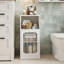 Armoire d'appoint moderne avec portes à persiennes, armoire de rangement en bois aggloméré résistante à l'humidité avec tablettes pour le vestibule et la cuisine