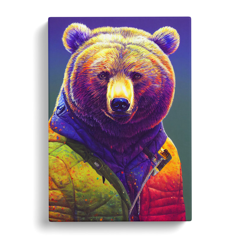 Bear With Jacket No.2 - Wrapped Canvas, 50cm H x 35cm W x 3cm D