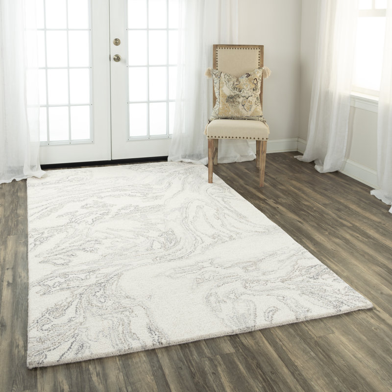 Tapis ivoire en laine touffeté à la main Angelick, Rectangle 7 pi 9 po x 9 pi 9 po