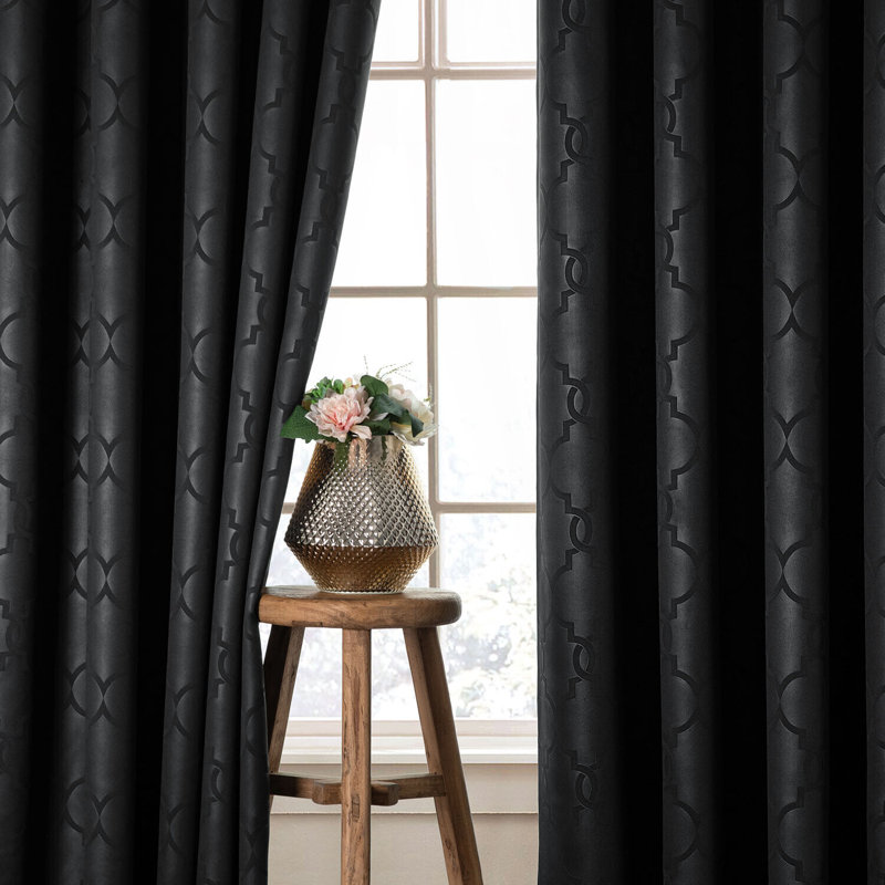 Deems Blackout Curtain Single Panel, Black