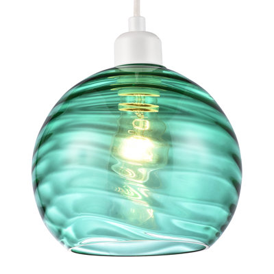 Modern Designer Circular Ribbed Glass Non Electric Pendant Lamp Shade