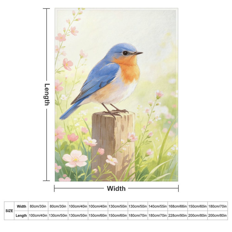 Jeté en flanelle perché de luxe Blue Bird, 30 po x 40 po