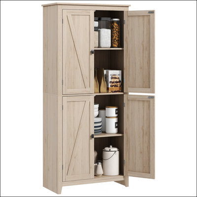 72" Freestanding 4-Door Kitchen Pantry