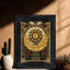 Art mural rétro noir encadré Tarot The Sun - Mystical Boho Spiritual Decor-1994558300