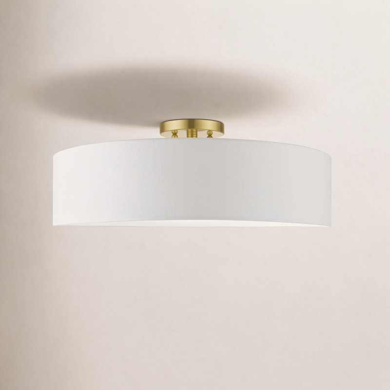Plafonnier semi-encastré 5 lumières Bazilijus, Blanc cassé, Laiton satiné