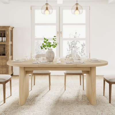 70.8 Inch Oval Dining Table with Thick Sturdy Wooden Base for 6-8 People