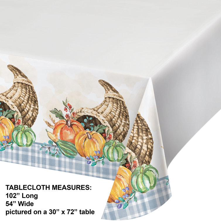 Creative Converting Thanksgiving Cornucopia Paper Tablecloth, 3 ct