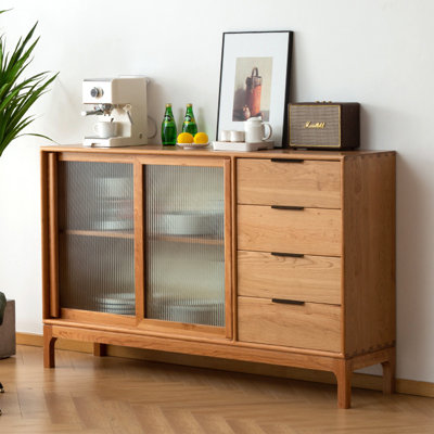 Glass Door Adjustable Laminated Buffet Table
