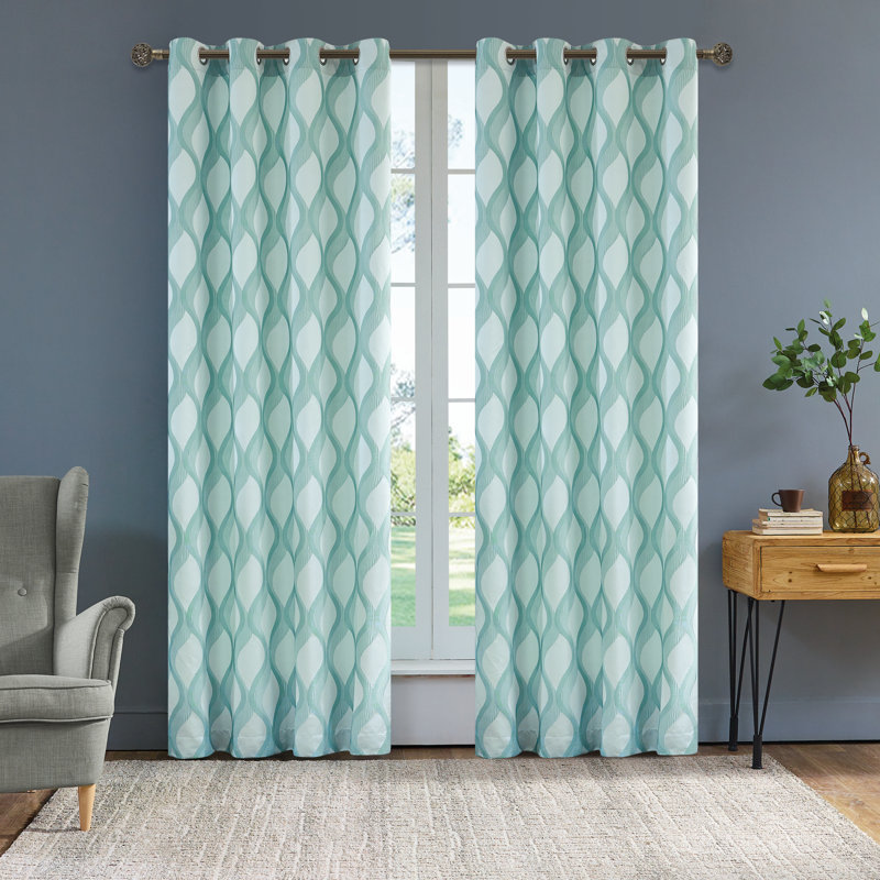 Campana Room Darkening Curtain Single Panel, 54" W x 84" L, Pearl Blue