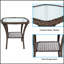 Table d'appoint d'extérieur en résine tressée résistante aux intempéries, avec plateau en verre et structure en acier, idéale pour une utilisation en terrasse ou à l'intérieur, 51 x 51 x 51 cm