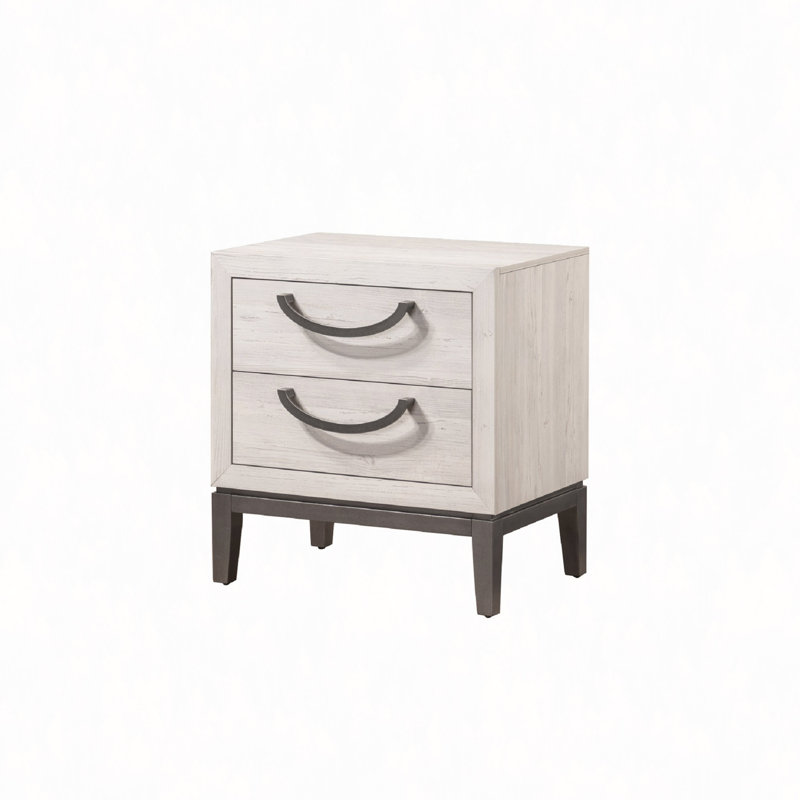 Table de chevet, 1 pièce, table de chevet élégante à 2 tiroirs, meubles de chambre à coucher en bois massif