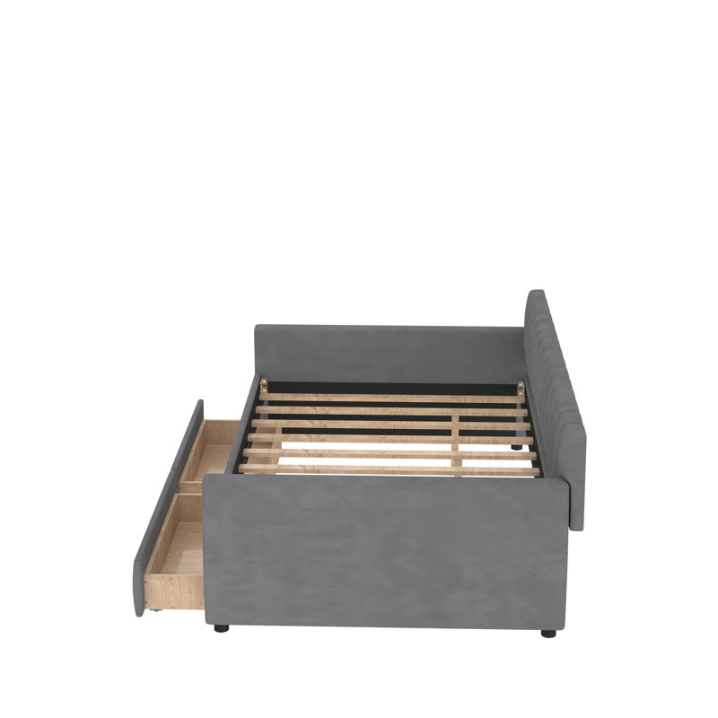 Kids Twin Platform with Drawers, Gray