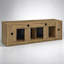 Meuble télé foyer en bois de manguier rustique avec visualiseur de flamme personnalisable et grand espace de rangement multimédia
