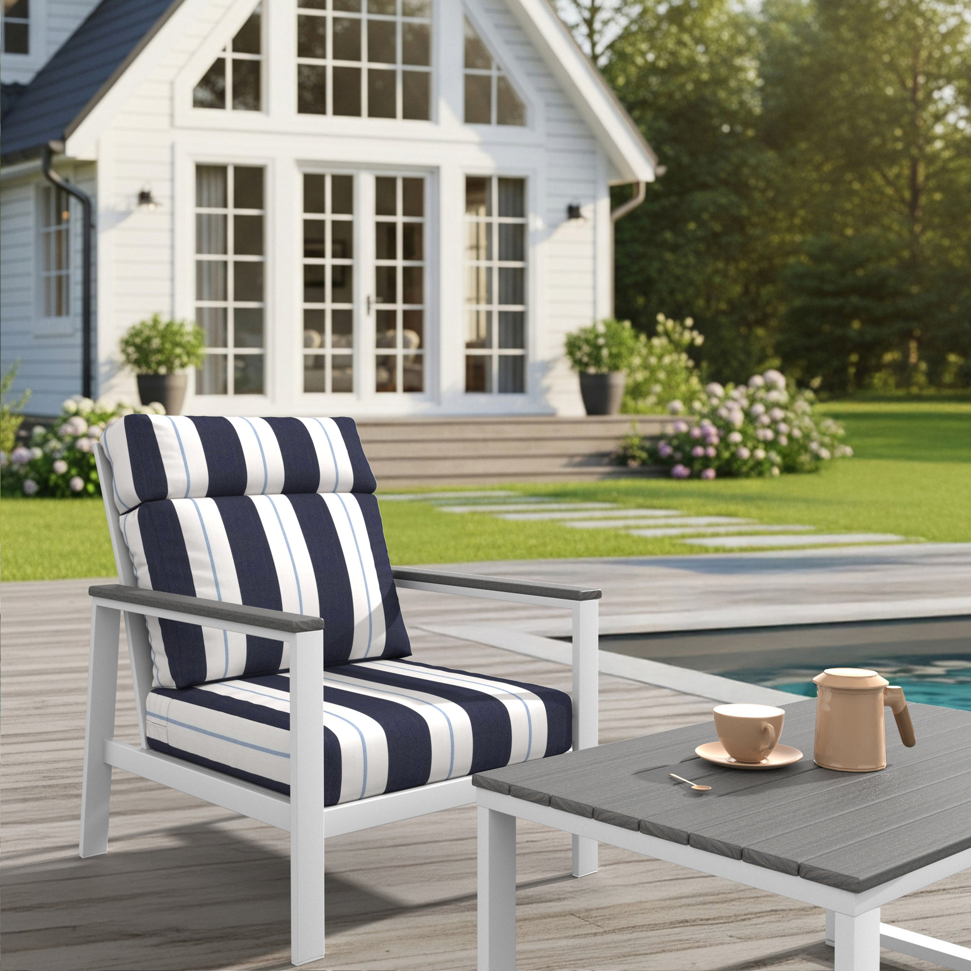 Townsend Metal Outdoor Lounge Club Chair With Sunbrella Cushion