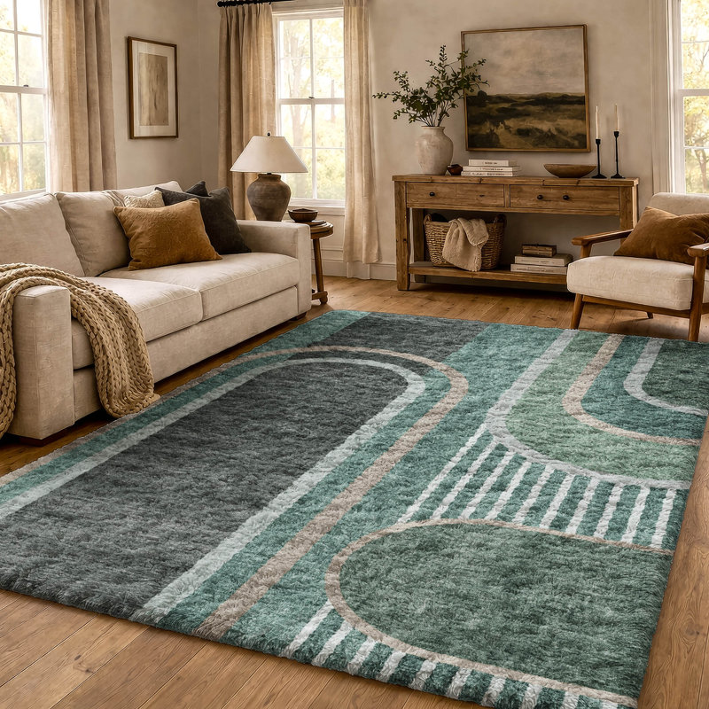 Tapis à poil long de qualité supérieure lavable à la machine ADS532, Emerald, 9' x 12'