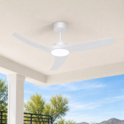 52" Outdoor Ceiling Fan with Light for Patio Garage Porch, Weather-Proof Blades & High-Airflow, Quiet DC Motor 3CCT Dimmable LED Ceiling Fan Remote for Farmhouse