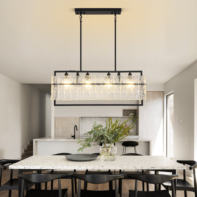 Modern Rectangle Black Crystal Chandeliers