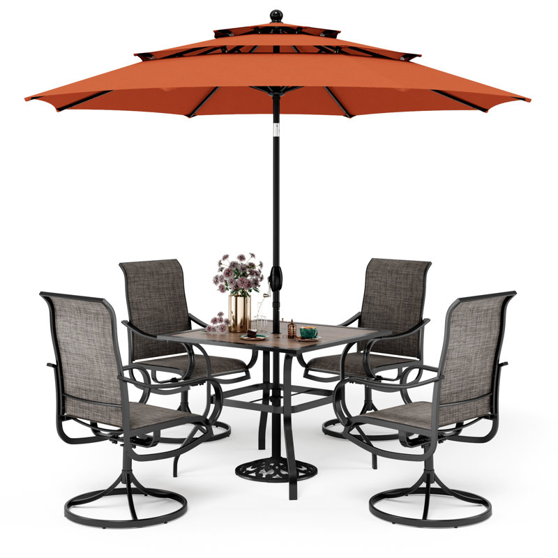 Alyah 4 - Person Patio Dining Set with Square Table, Red