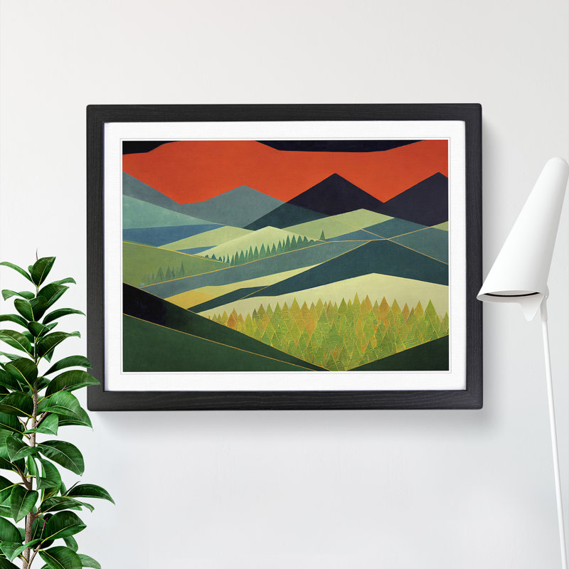 XH1022-6816X Peaceful Abstract Forest 1 Piece Wall Art, 46cm H x 64cm W x 2cm D, Black Framed