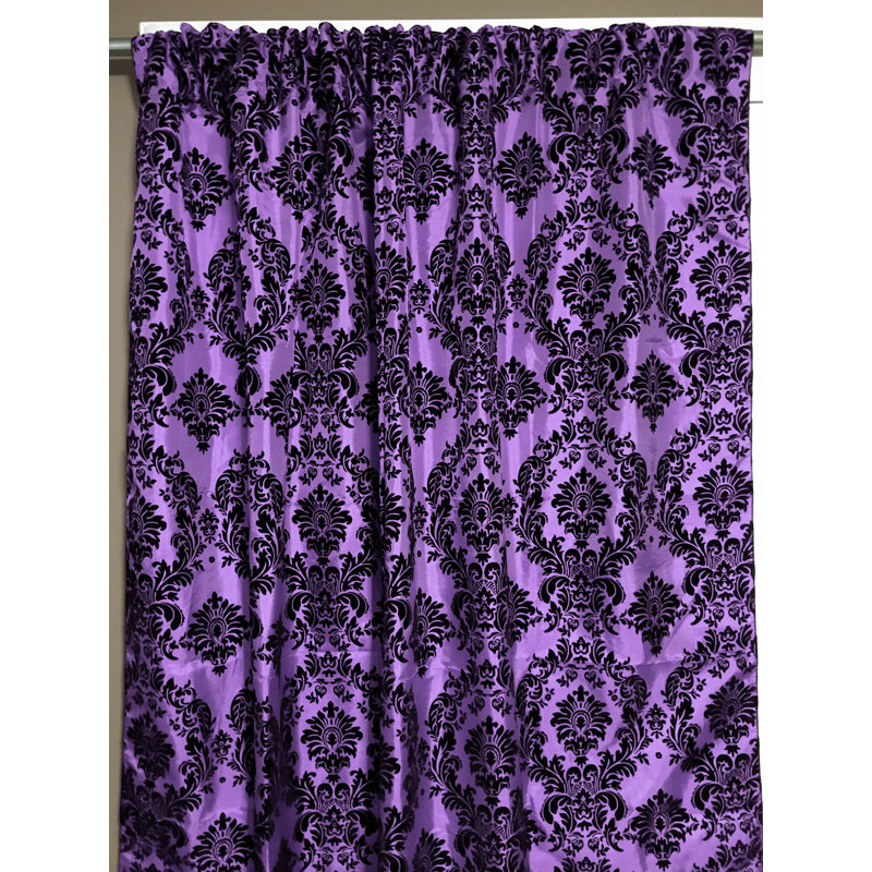 Amboy Semi Sheer Curtain Single Panel, 56" W x 84" L, Black/Lavender