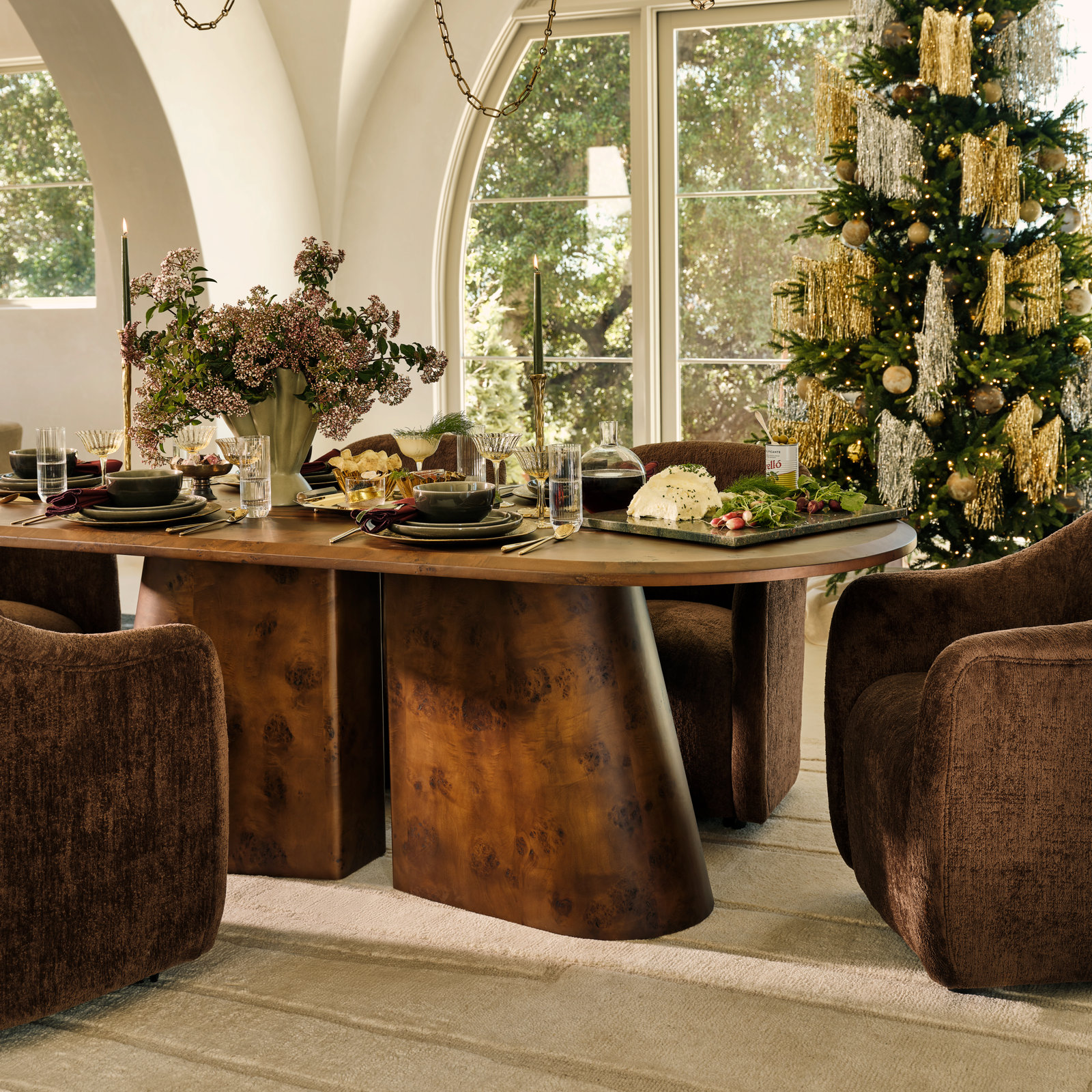 Armchair, Dark Brown Performance Chenille