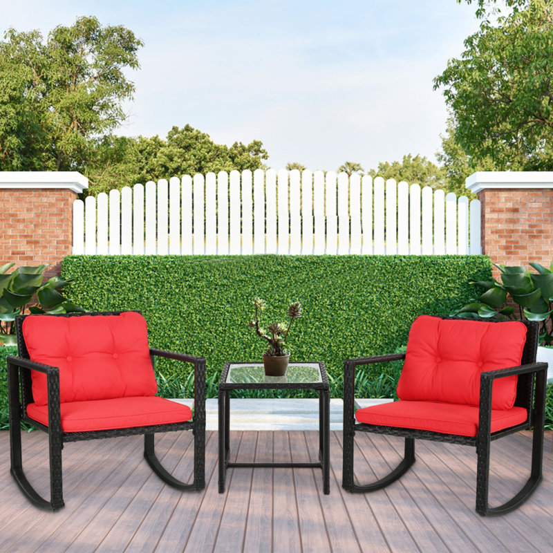 2 - Person Patio Conversation Set with Cushions, Red