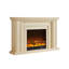 Foyer électrique en bois massif beige