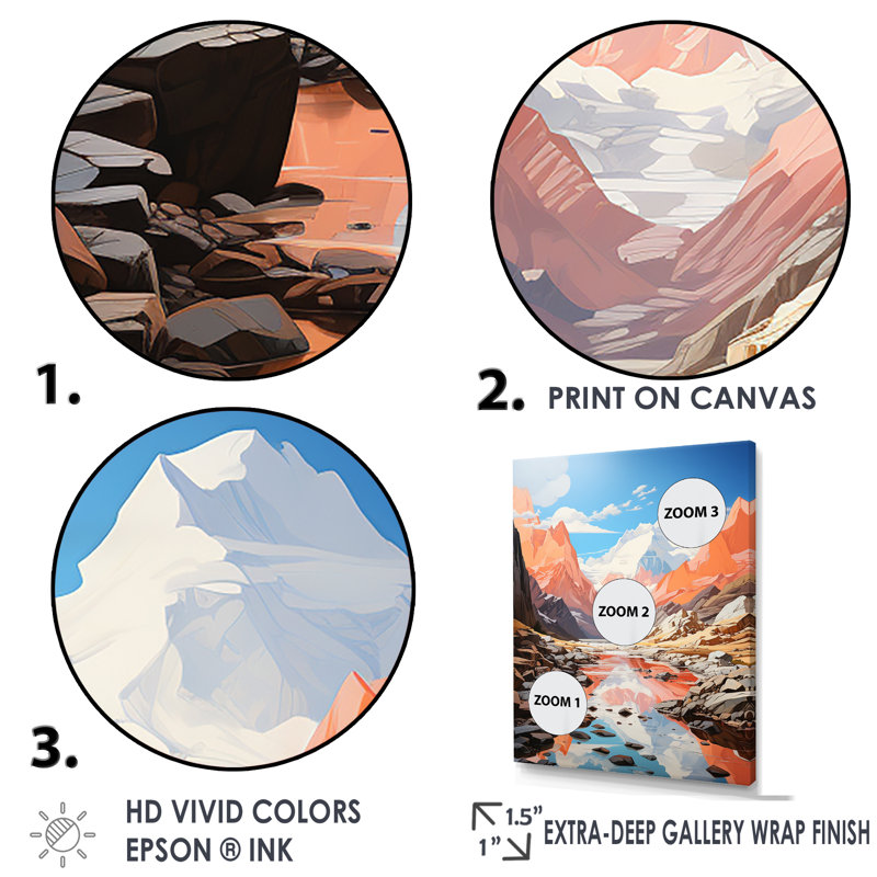 «Winter Glacier Landscape In Canada», reproduction sur toile, Cadre flottant blanc, H 44 po x l 34 po x P 1,5 po