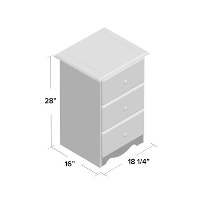 Gallashaw 100% Solid Wood 3-Drawer Nightstand