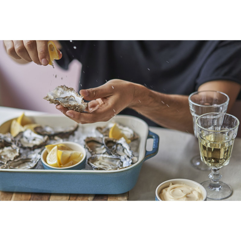 Staub Ceramics Ceramique Rectangular Baking Dish Set 3 Piece, Rustic Turquoise