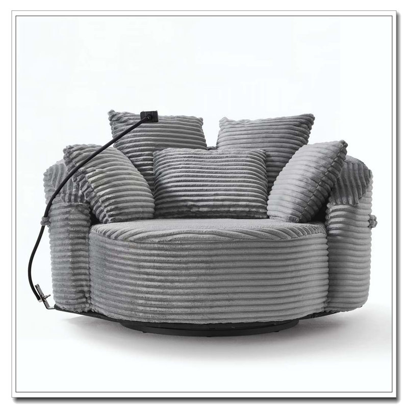 Fauteuil demi-tonneau pivotant à 360 °, Gris