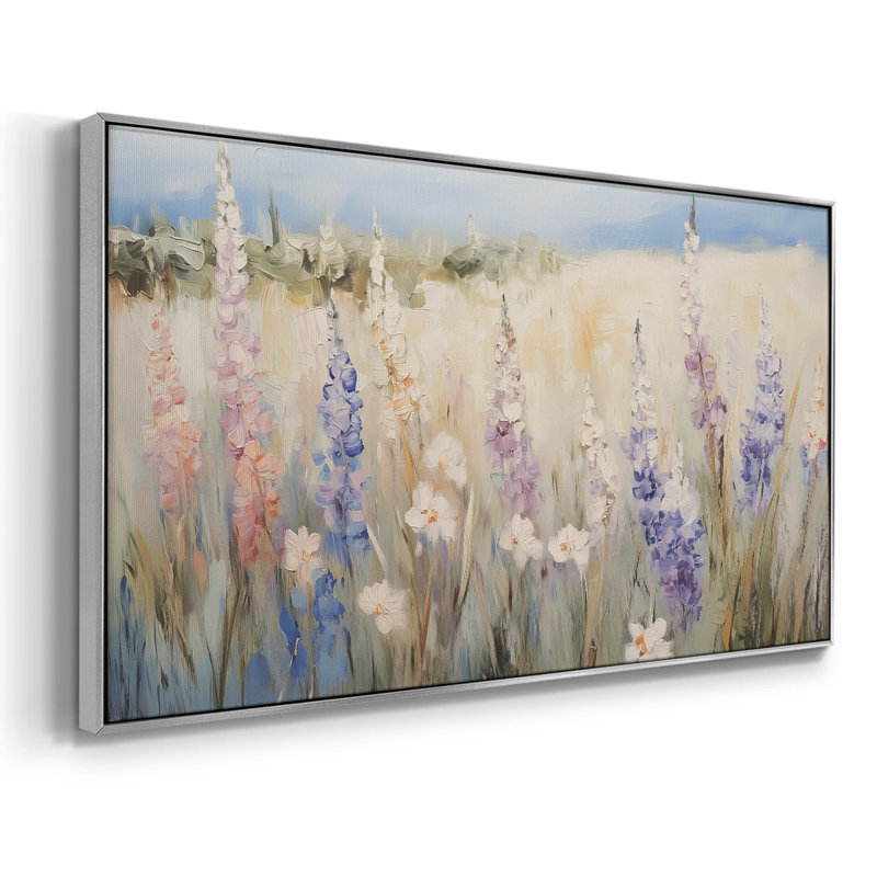 Série paysage - Cxxii - Toile tendue avec châssis encadré - Prêt à être accroché, H 25 po x l 49 po, Argent argent