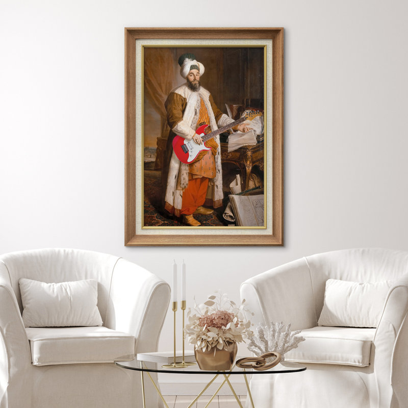 "Alteré classique", "Sultan King jouant de la guitare", reproduction d'art sur toile encadrée chic et éclectique
