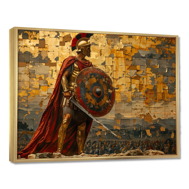 Bethnal - Army Army, art mural encadré, Toile avec cadre flottant or, H 34 po x l 44 po x P 1,5 po