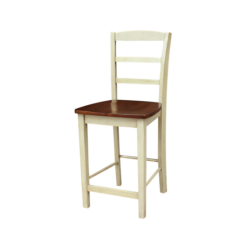 Klynn Solid Wood Counter Stool, Espresso Seat/Antiqued Almond Frame