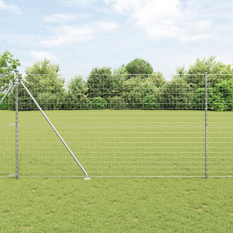 Galvanised Steel Border Fencing, Silver, 160 x 1000 x 0.2 cm
