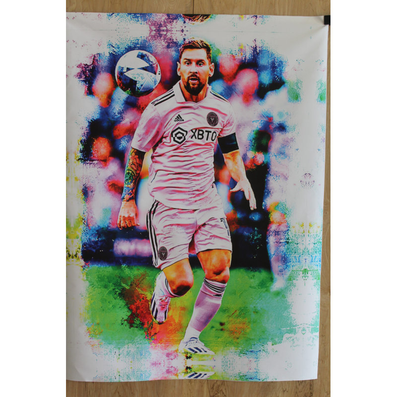 Nifao Collection Colorful Lionel Messi Soccer Player Unframed Rolled Canvas 32 x 44