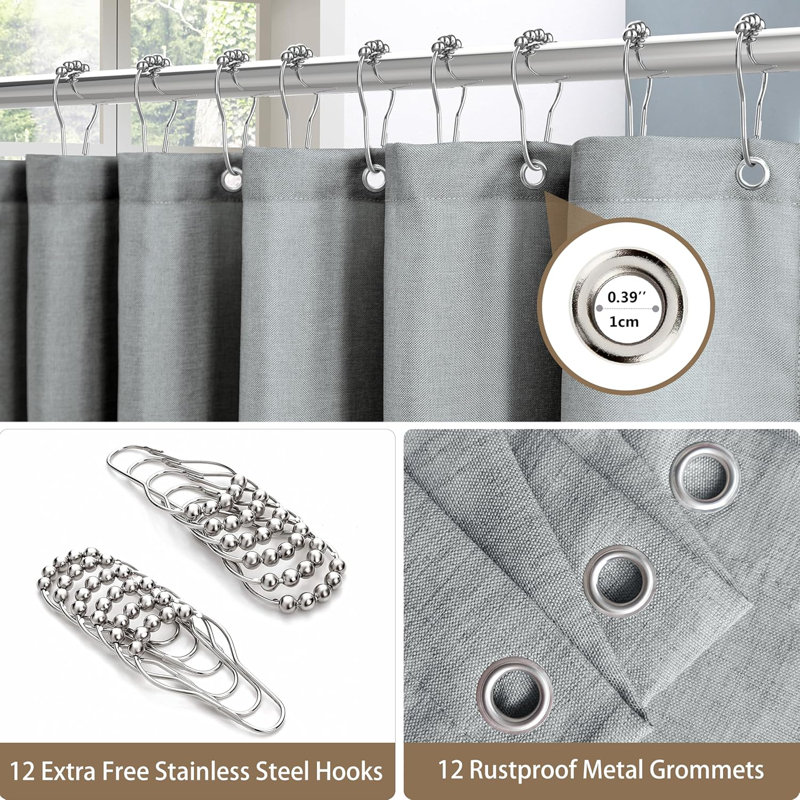 Polyester Shower Curtain, Grey