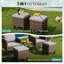 Ensemble de conversation modulaire en osier pour 7 personnes avec repose-pieds-130528246-130528248