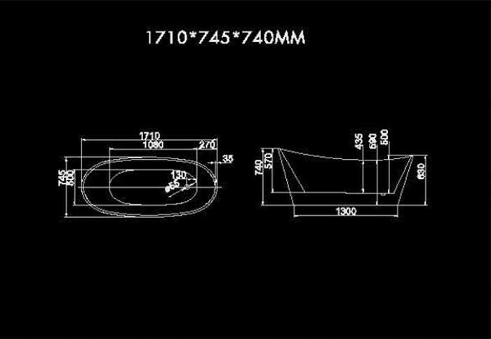 67.3'' x 293'' Soaking Bi-Mat Bathtub