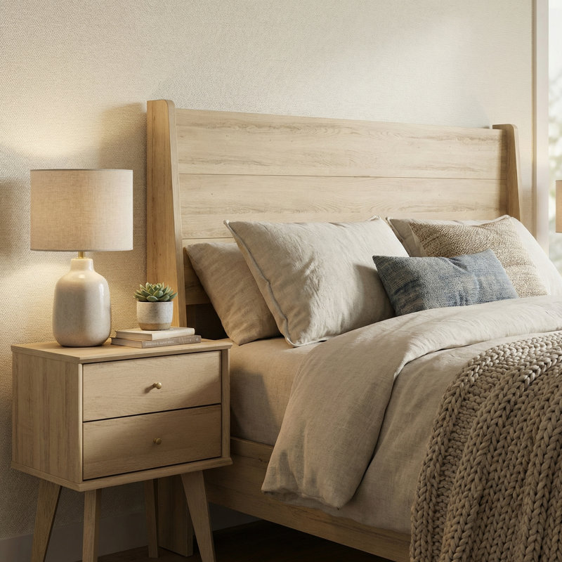 Branquinha Midcentury 3 Piece Bedroom Set, 2 Pcs: Headboard, Nightstand