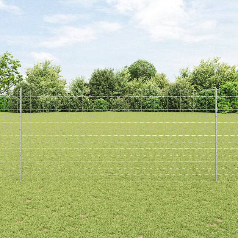 vidaXL Fence with Post Segment Outdoor Barrier Garden Terrace Divider Boundary, Silver, 140cm H x 1000cm W